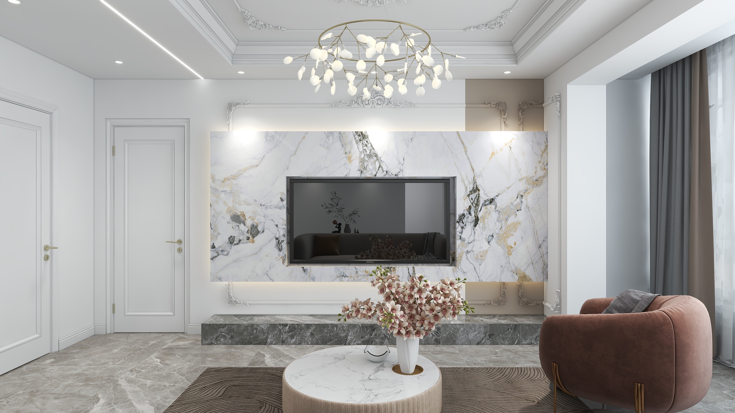 李晓龙-现代法式客厅-装修设计方案