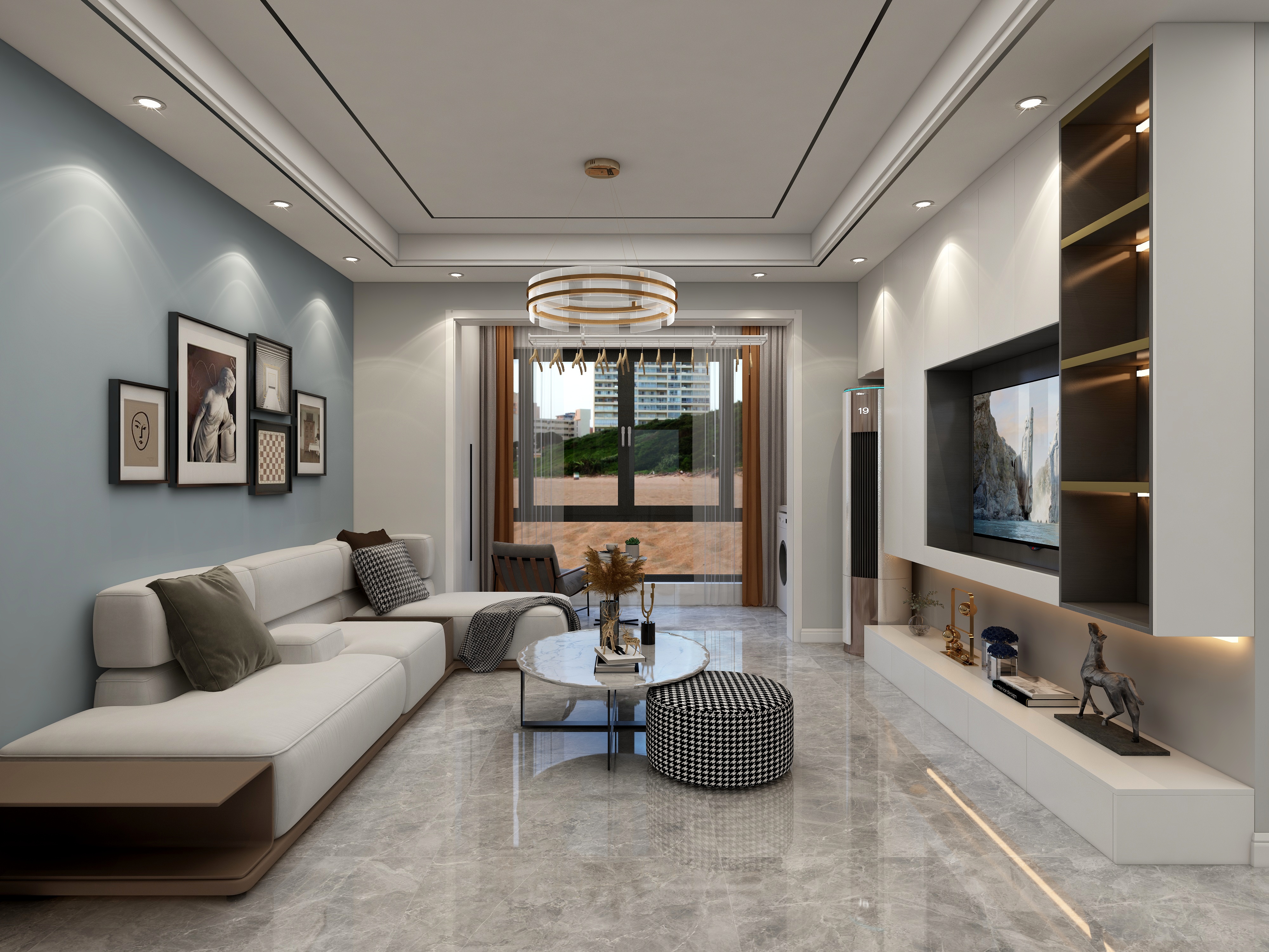 上海华锋国际设计工作室李锋-80平现代轻奢风格装修效果图