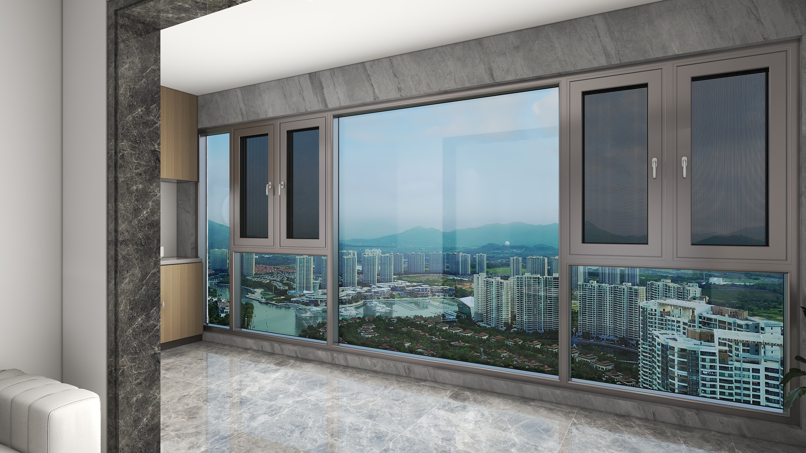 阳光房工厂设计师-融创客厅阳台窗户-装修设计方案