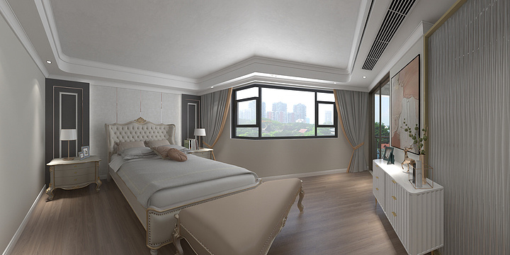 晨与静-顶跃300㎡二楼主卧-装修设计方案