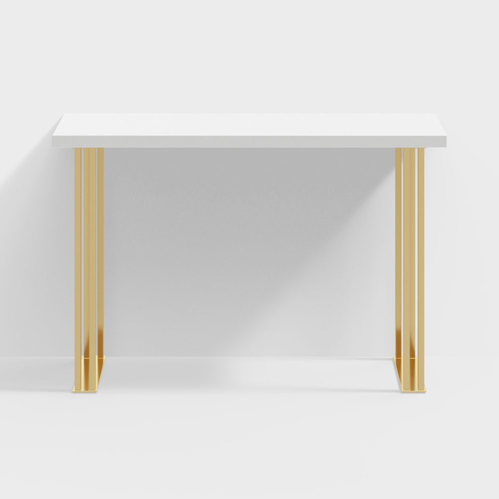 Hover 1600mm Modern White Counter Height Bar Table with Wood Top & Gold Sled Base