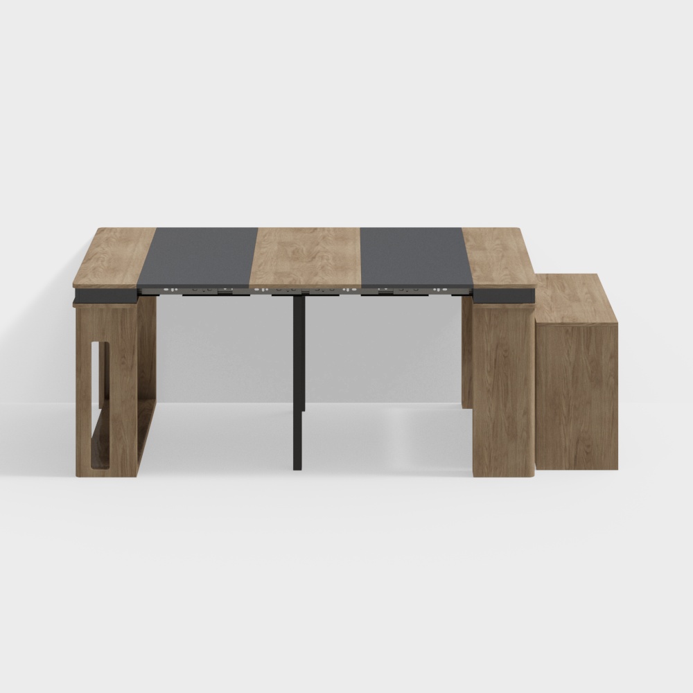 Modernes ausziehbares rechteckiges Sideboard mit Stauraum in Walnuss und Grau