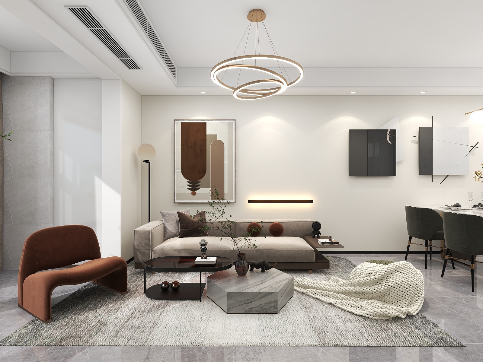 吴爽-现代简约风格两室设计装修效果图