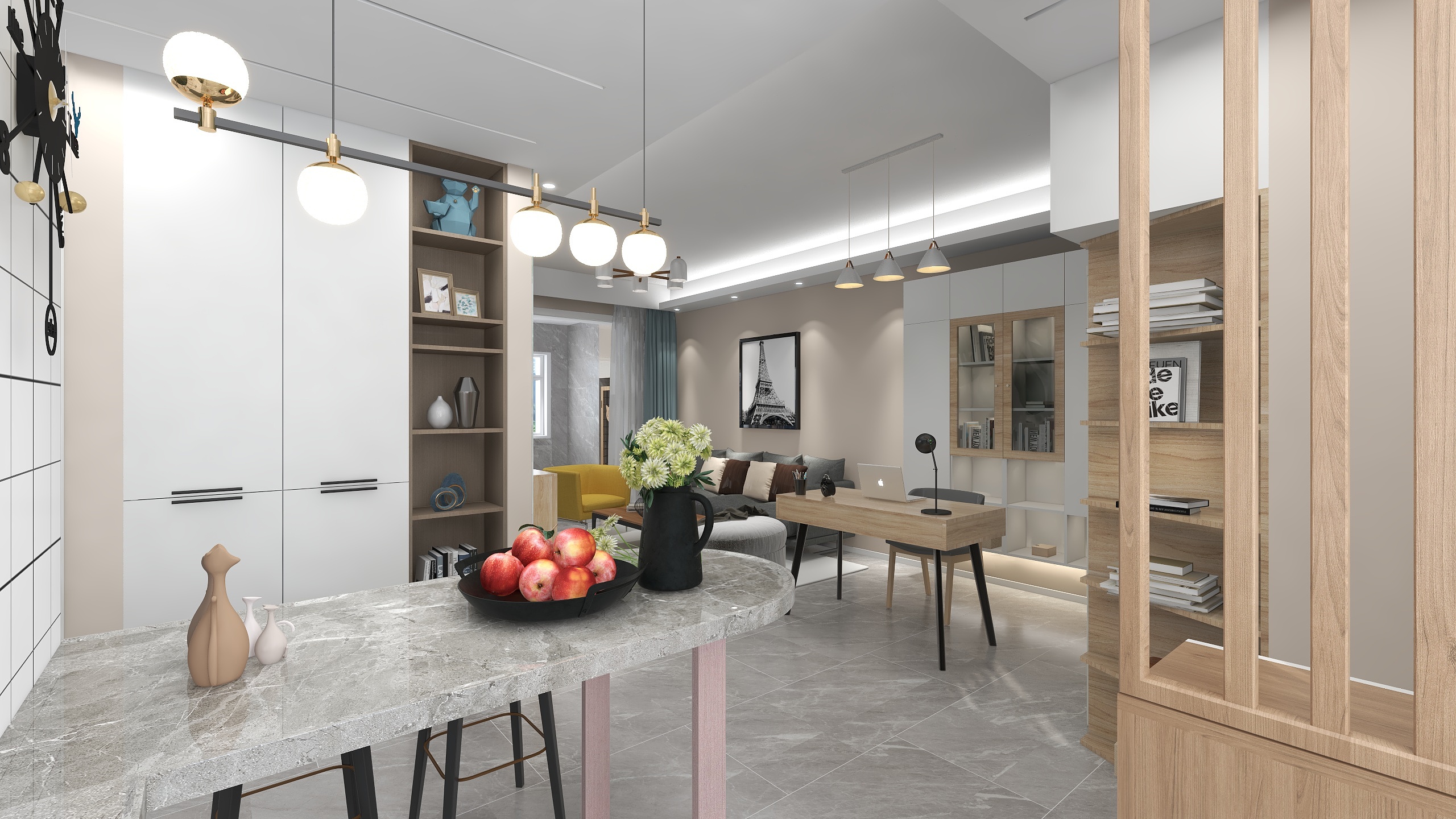 杨悦YYUE-德信海德公园83.00㎡A2’3室2厅1卫1厨-装修设计方案