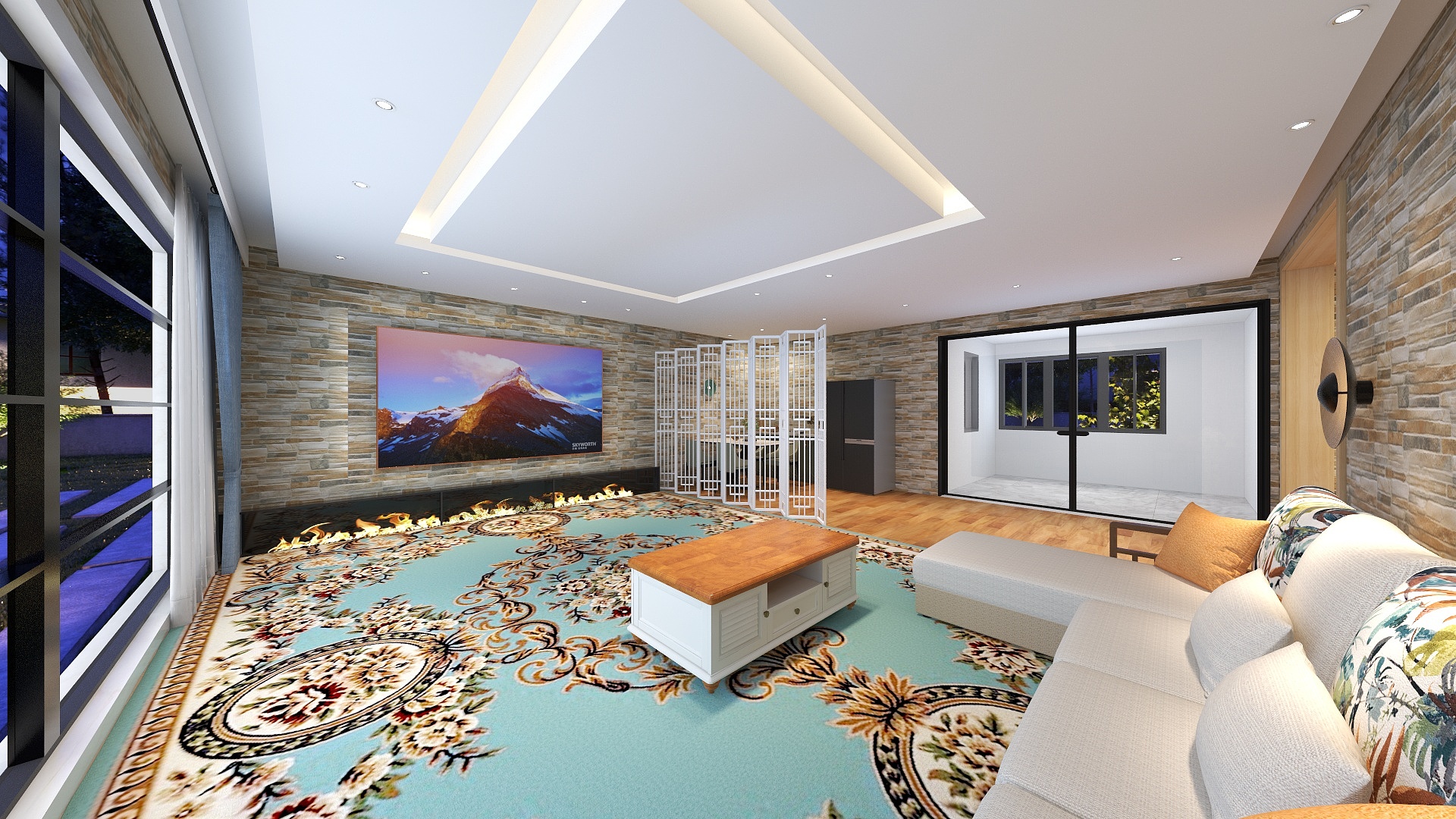 卑微小赵在线画图-微风田园-田园风-客餐厅装修效果图