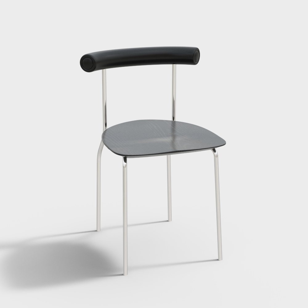 库格餐椅-黑色木面不锈钢架