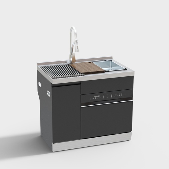 Integrated Sink 3D Model in Gray