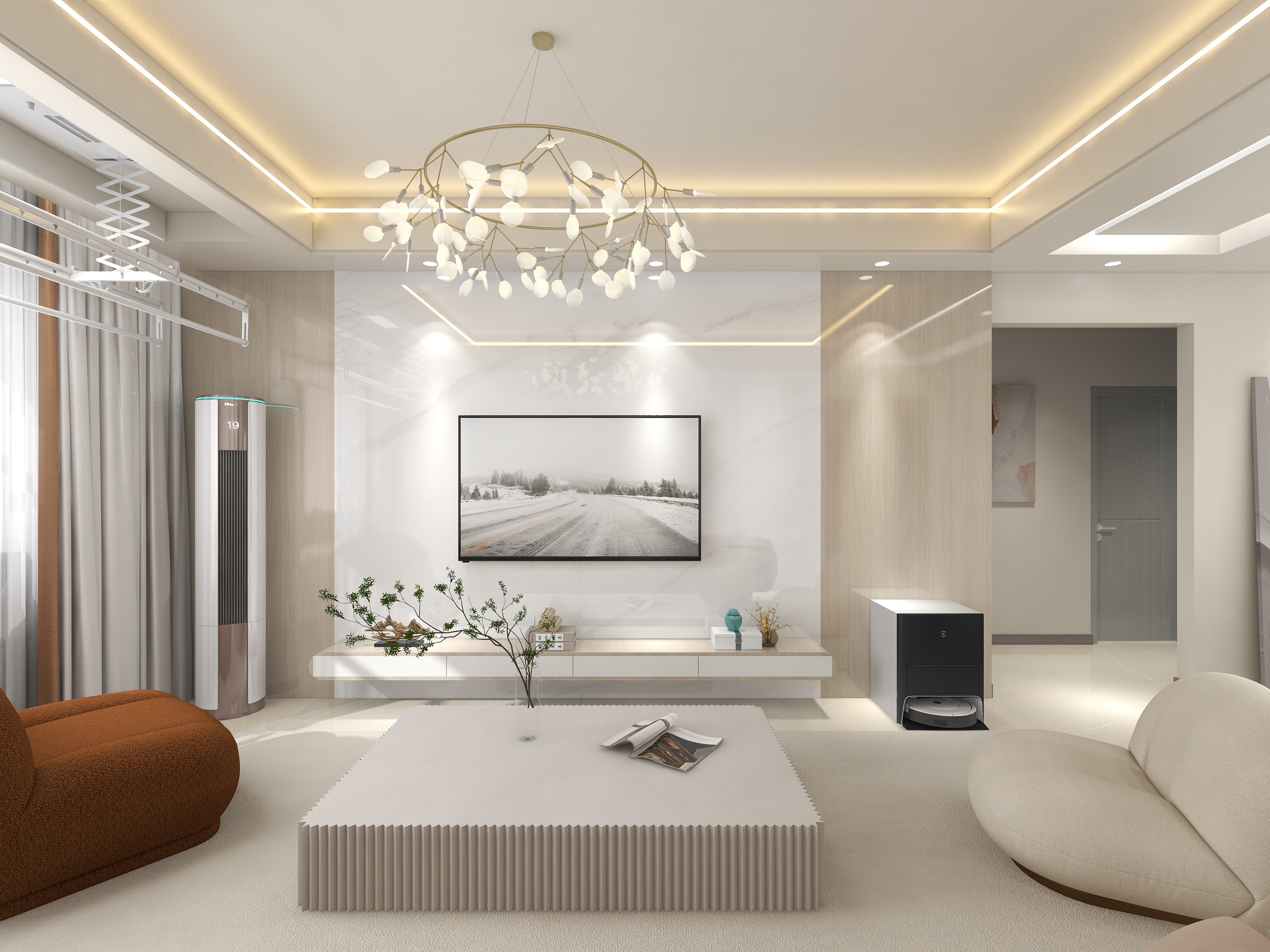 设计师岳云-107平现代奶油风格-装修设计方案