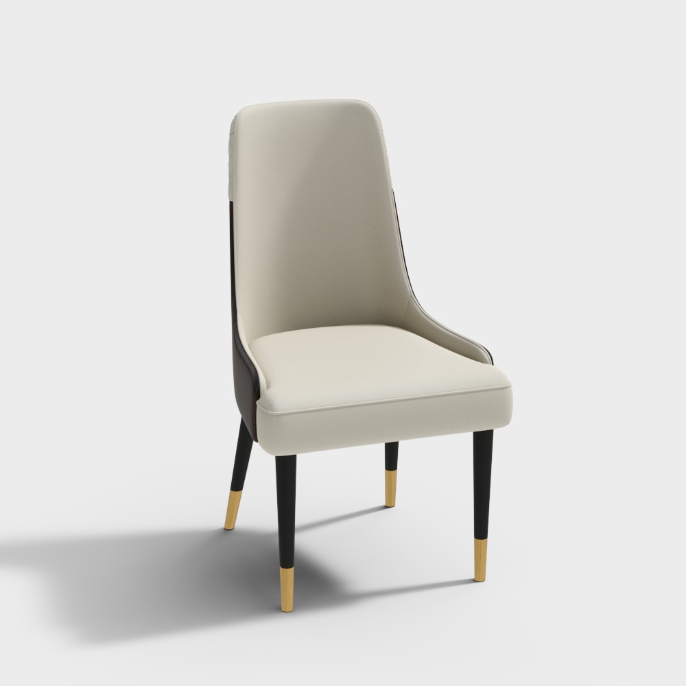 Moderner Stuhl mit hoher Rückenlehne, Kunstleder und gebogenem Brett, gepolstert