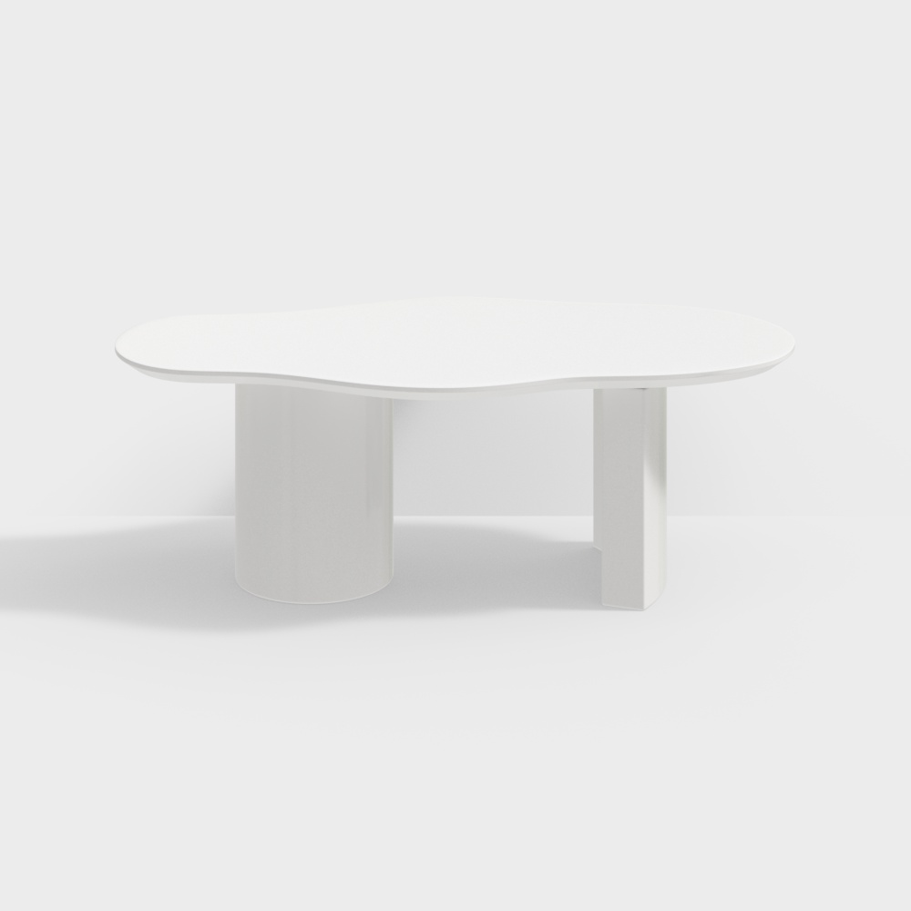 Mesa de centro moderna de madera con forma de nube en blanco de 47.2