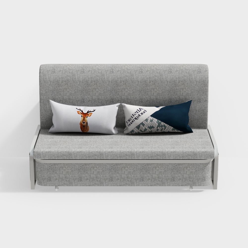 Moderno sofá cama convertible tapizado de lino de algodón gris claro con almacenamiento