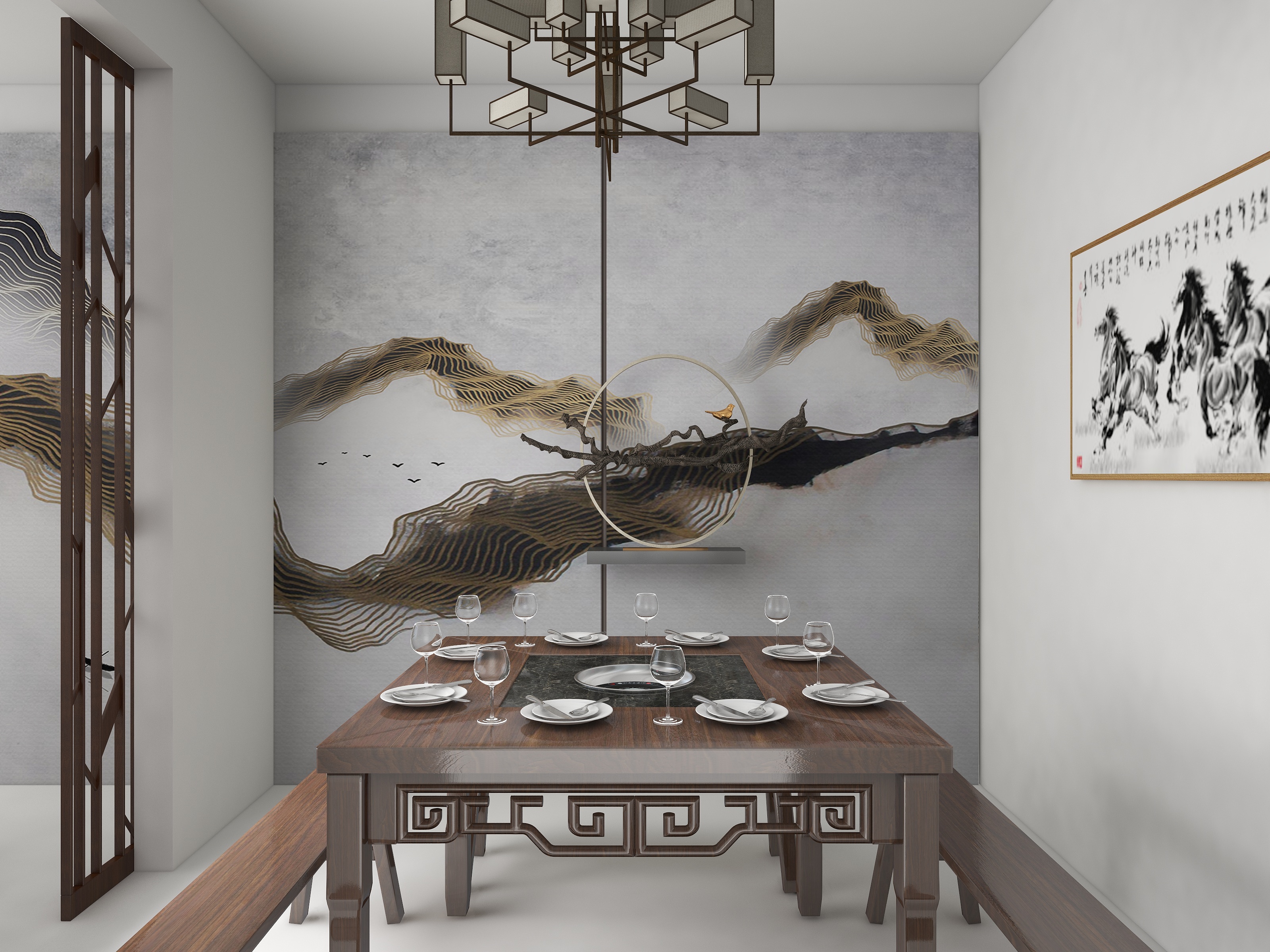 星屹空间颜究院-火锅店效果图（中式）-装修设计方案