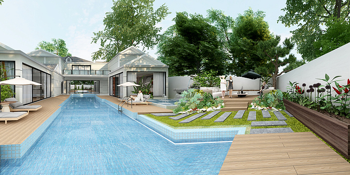 秦国红-庭院别墅-装修设计方案