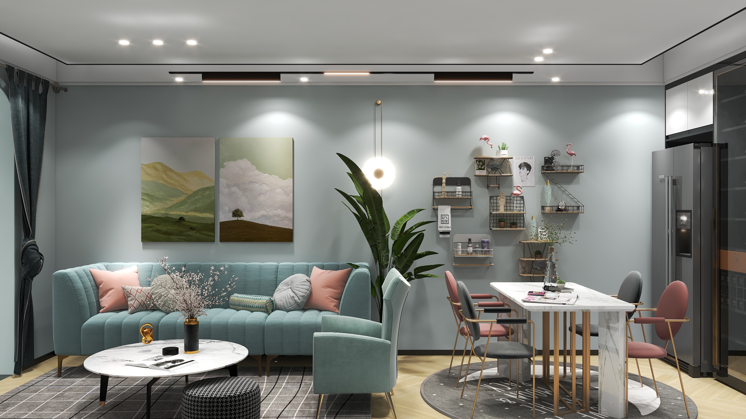 DesignPeterzhang-德信海德公园83.00㎡A2’3室2厅1卫1厨-装修设计方案