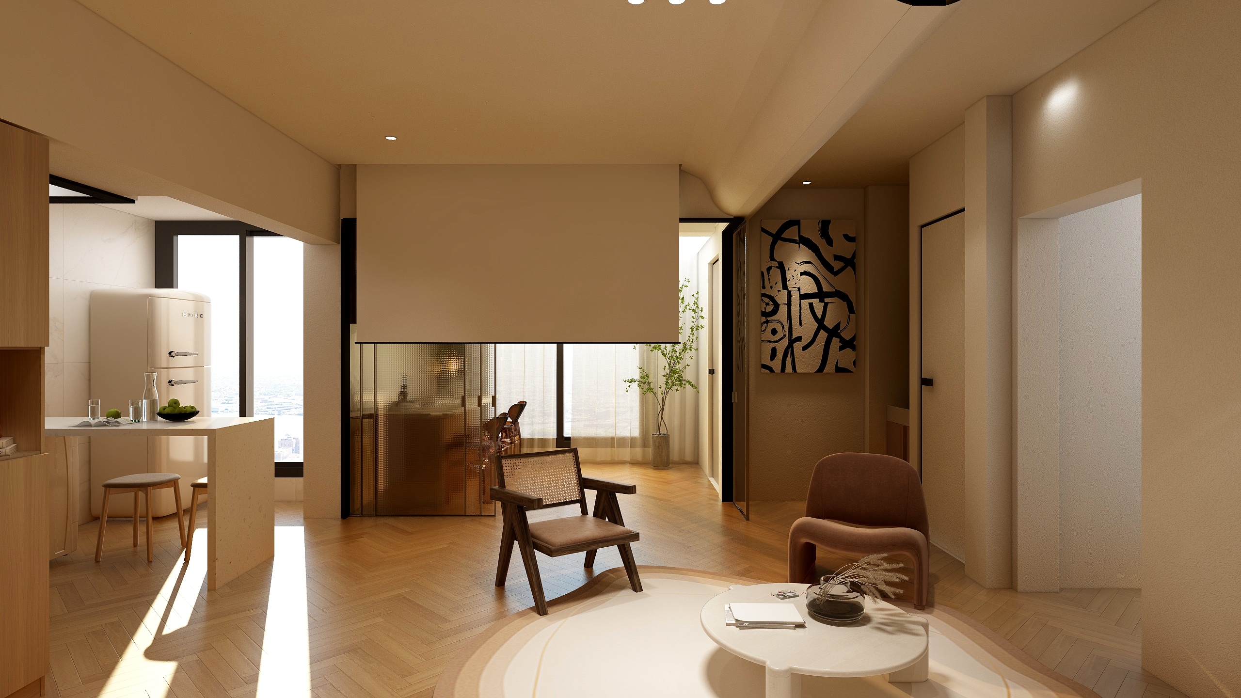 阿咩不爱吃鱼-温馨奶油诧寂风60㎡-装修设计方案