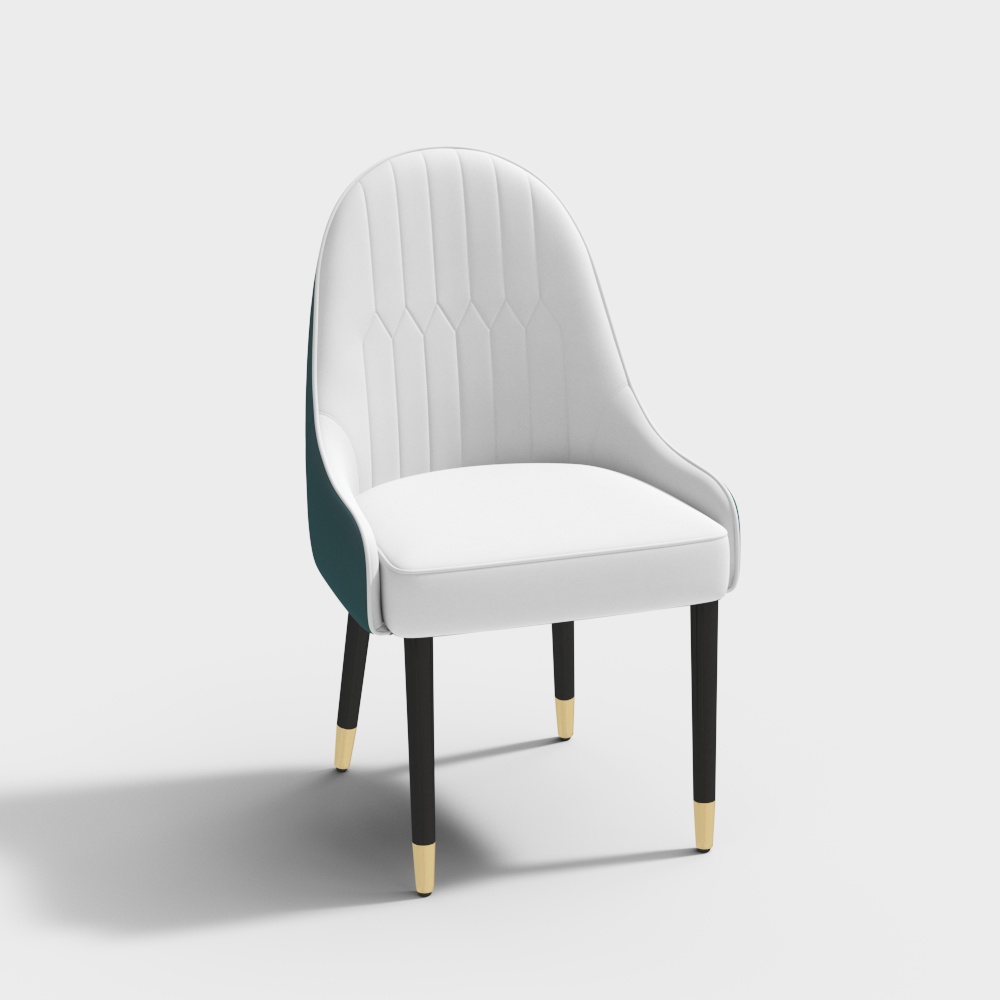 Moderne Esszimmerstühle aus PU-Leder von Darg, mit Metallbeinen, Weiß/Grün, 2er-Set