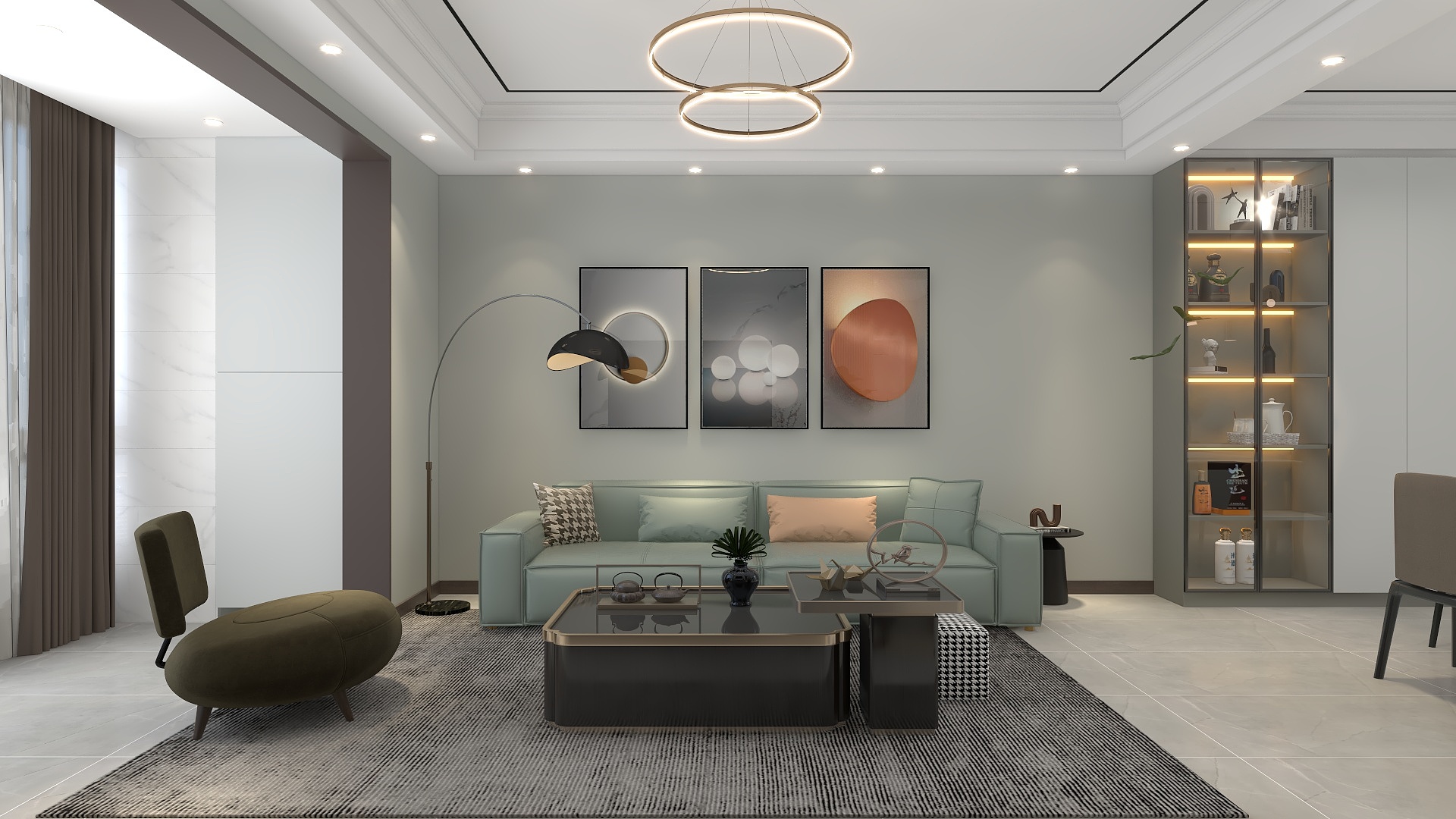 一品设计YP-现代轻奢客餐厅-绿地一期装修效果图