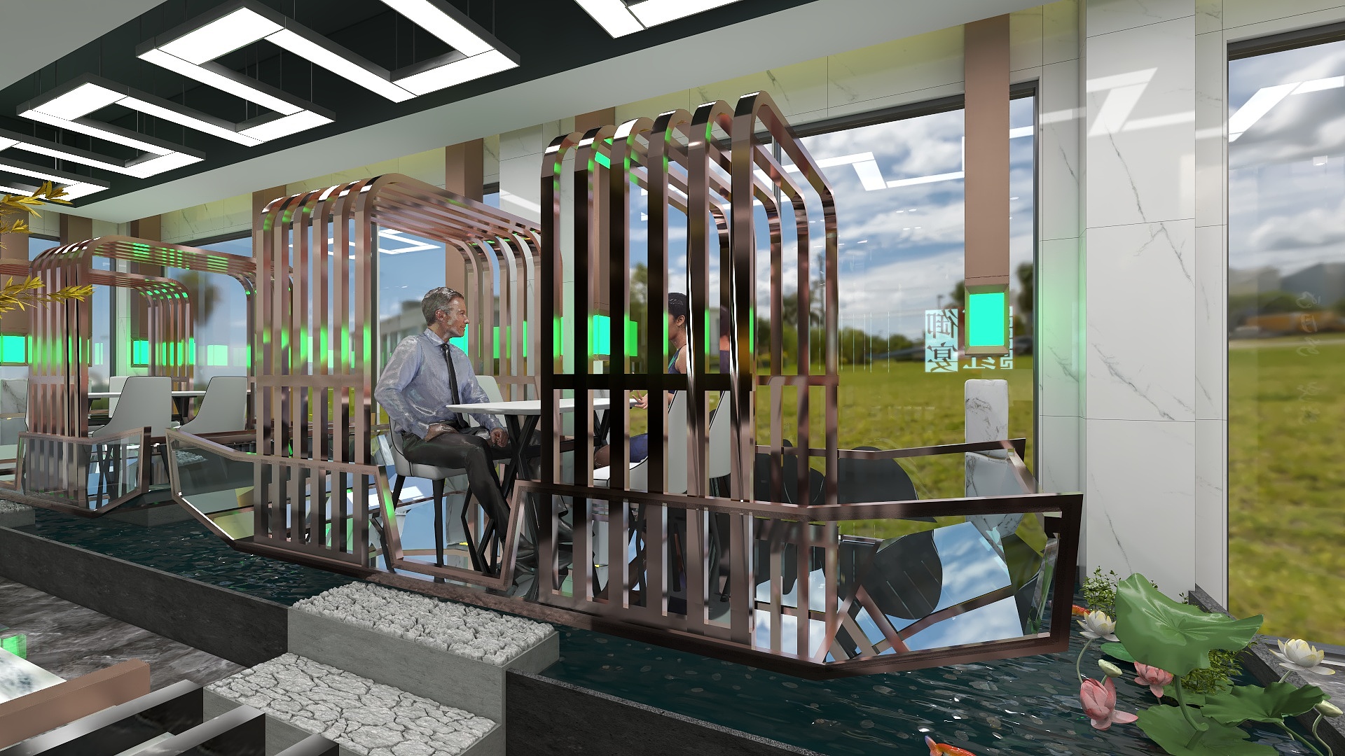 林克空间设计-水晶船宫-新中式餐厅装修效果图