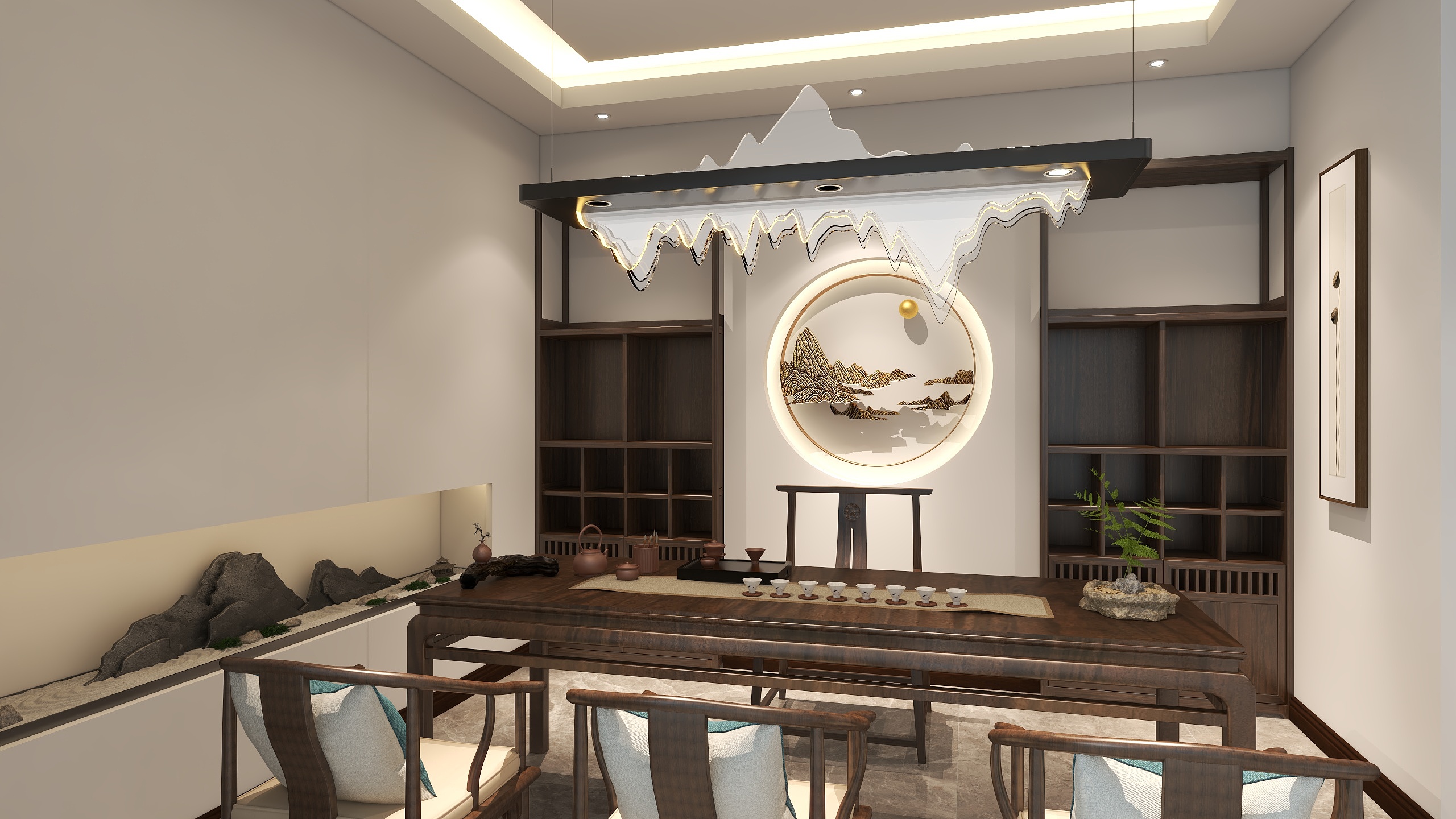 橙子空间设计工作室-新中式公司接待中心-装修设计方案