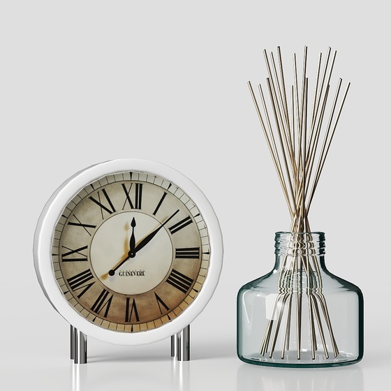 Gray Alarm Clock and Aromatherapy 3D Model