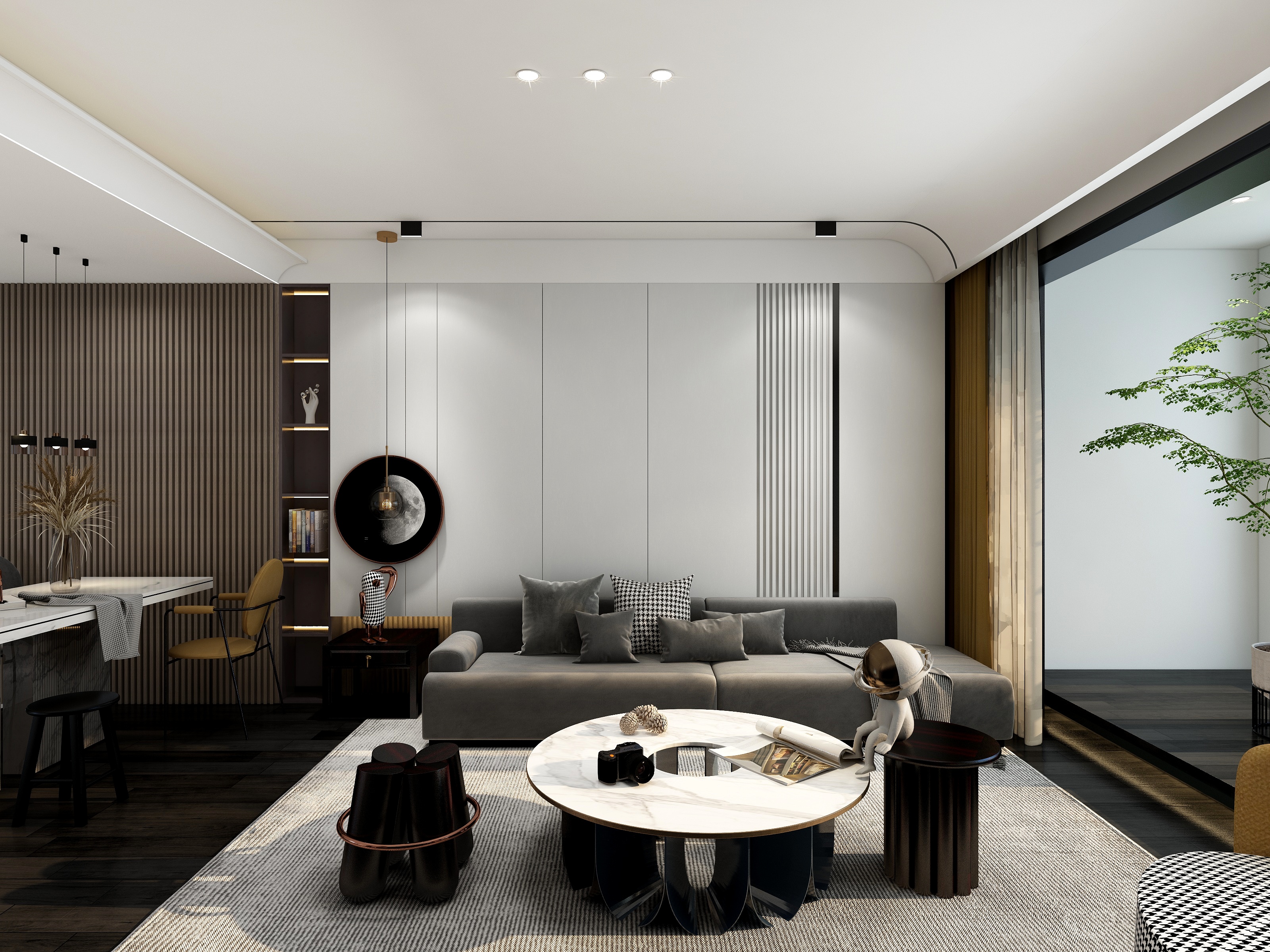 FirmXUxQ-现代客餐厅太空人-装修设计方案