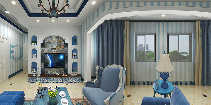 绯村俊逸-”厄利琉斯之幻想”－地中海客厅-装修设计方案