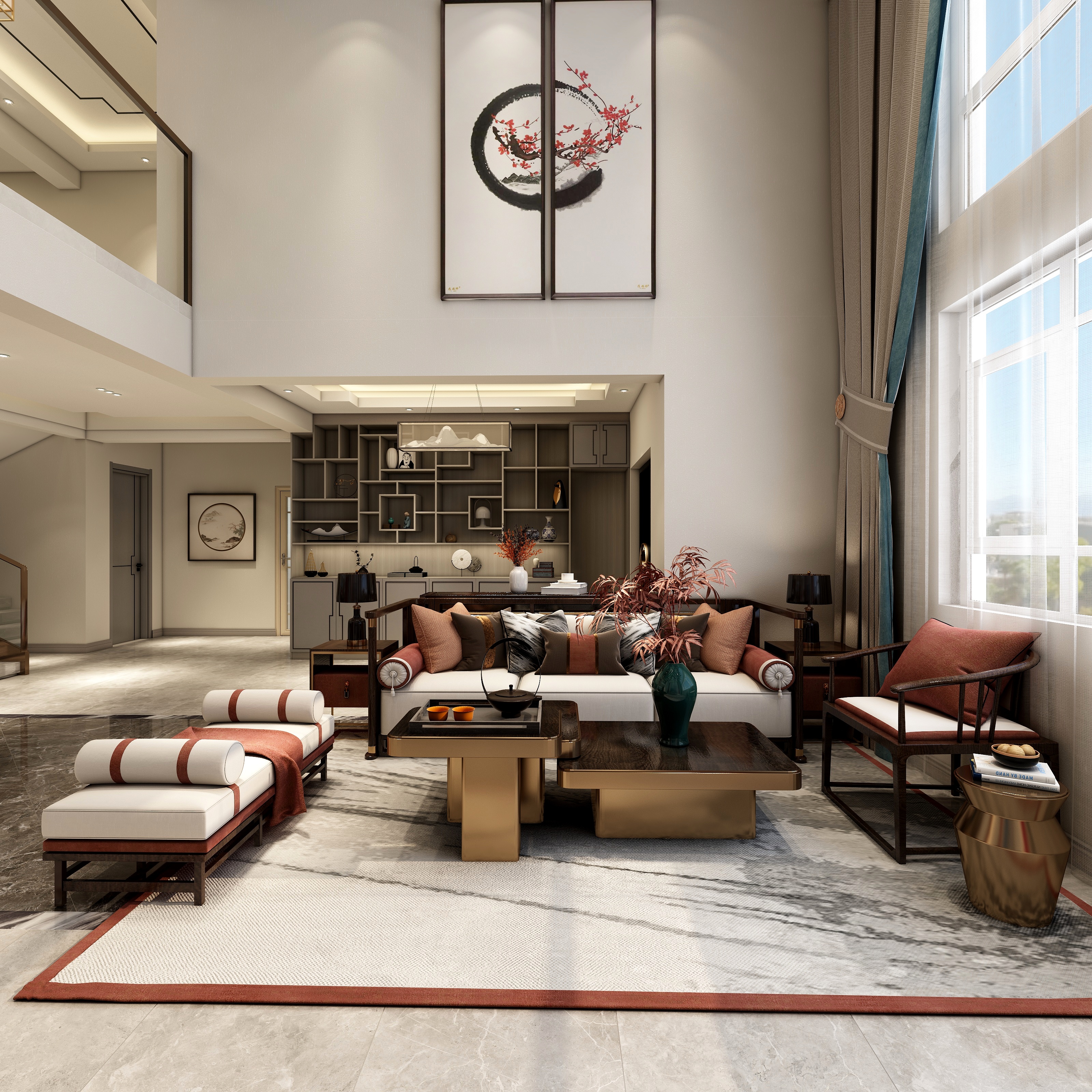 设计师梦恒-300平新中式别墅装修效果图