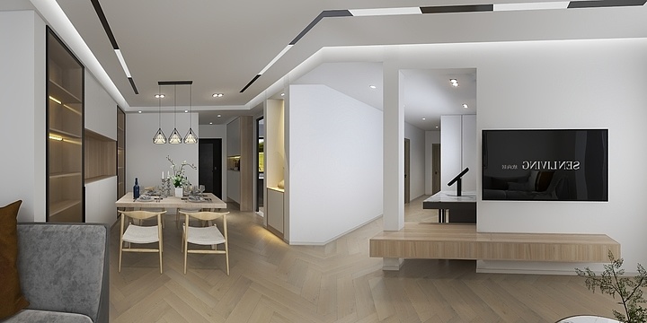 素人格局-德信海德公园3室2厅1卫1厨-装修设计方案