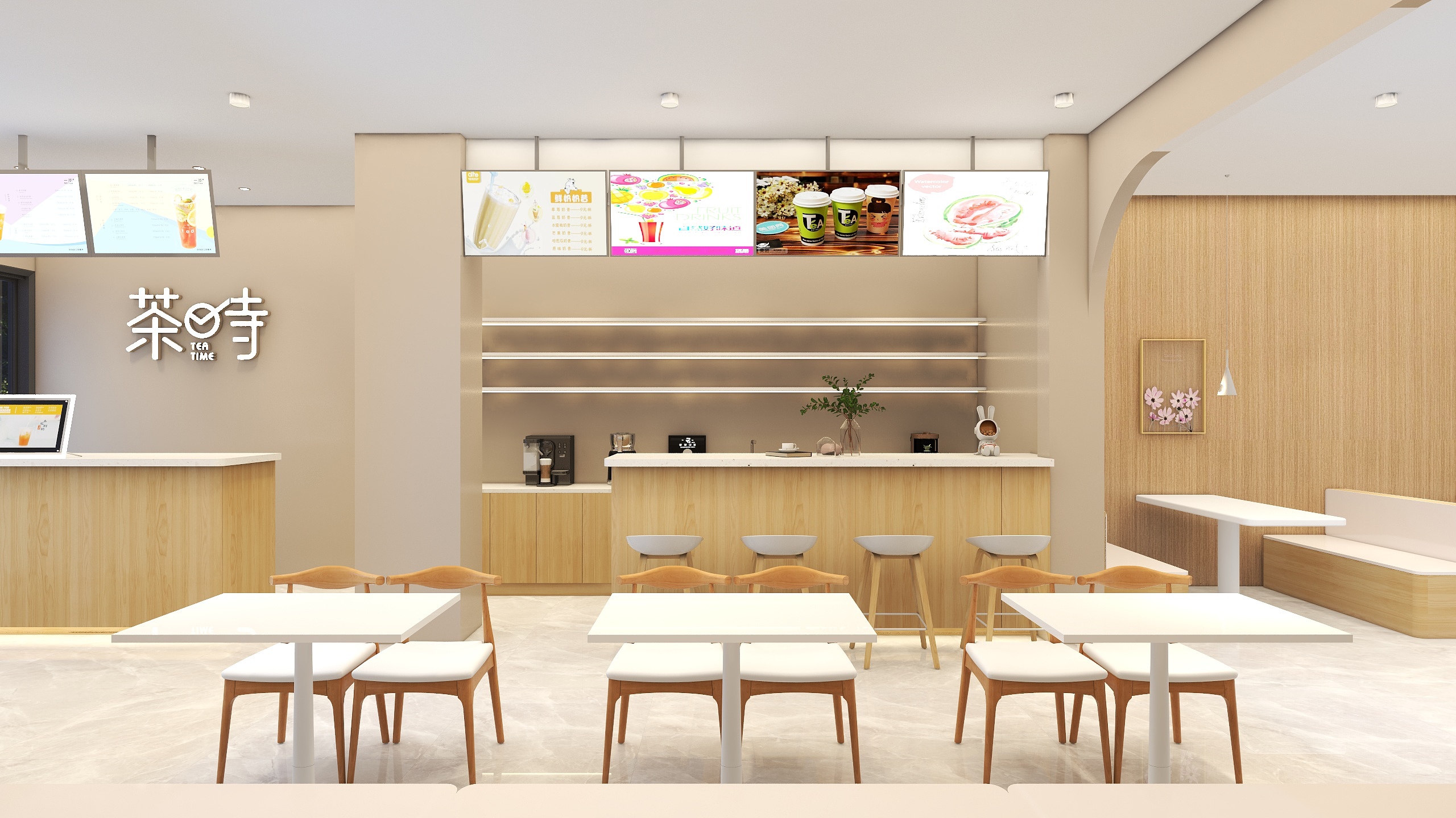 Ani..-原木风公装奶茶店—红川路奶茶店-装修设计方案