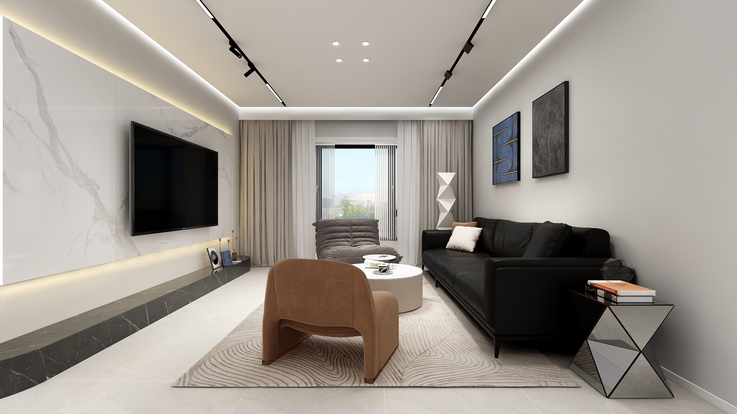 王瑛-原木与石材碰撞的.简约四居室-装修设计方案