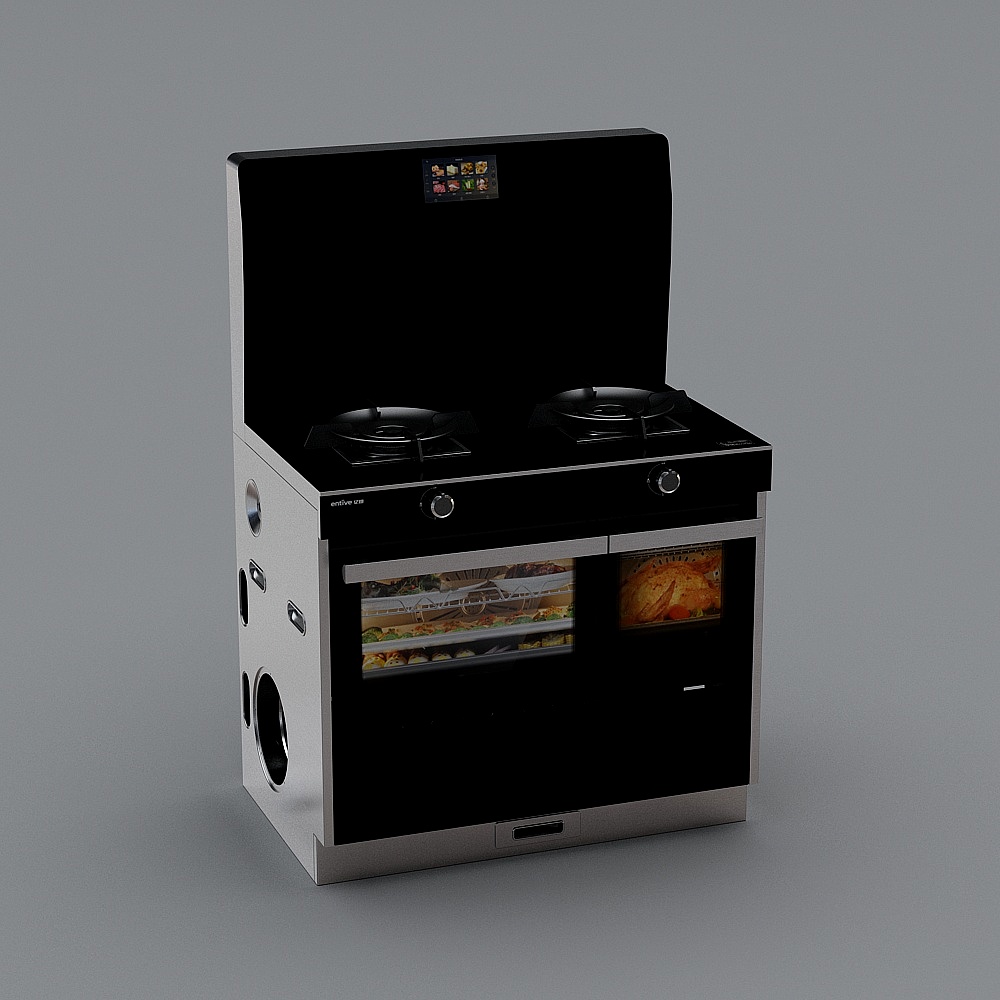 亿田-S8G-蒸烤箱集成灶3D模型