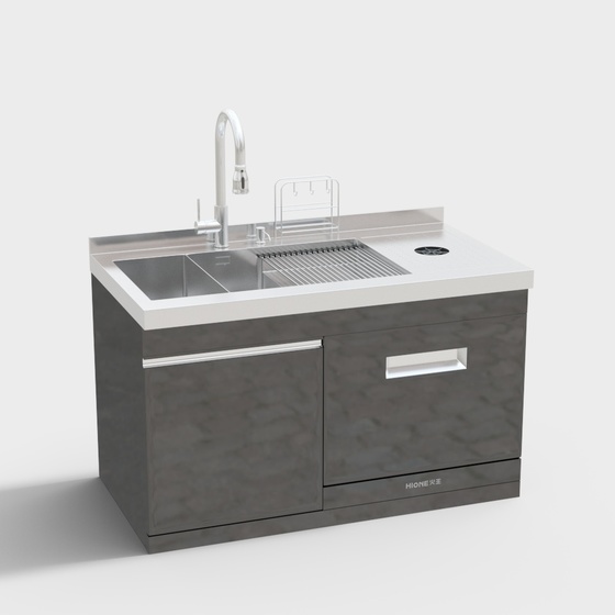 Modern Gray Integrated Sink 3D Model for Stylish Kitchens