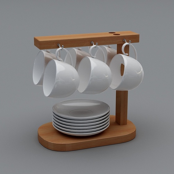 Large Threaded Cup Set 3D Model for Dining Needs