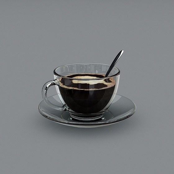 Elegant Kitchen Coffee Cup 3D Model in Black