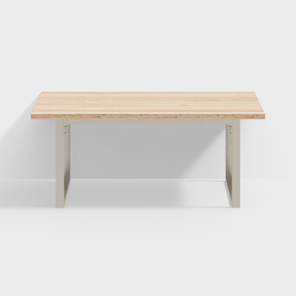 Mesa de comedor rústica de 1830 mm con borde vivo para 8 personas, base de trineo de mesa de madera