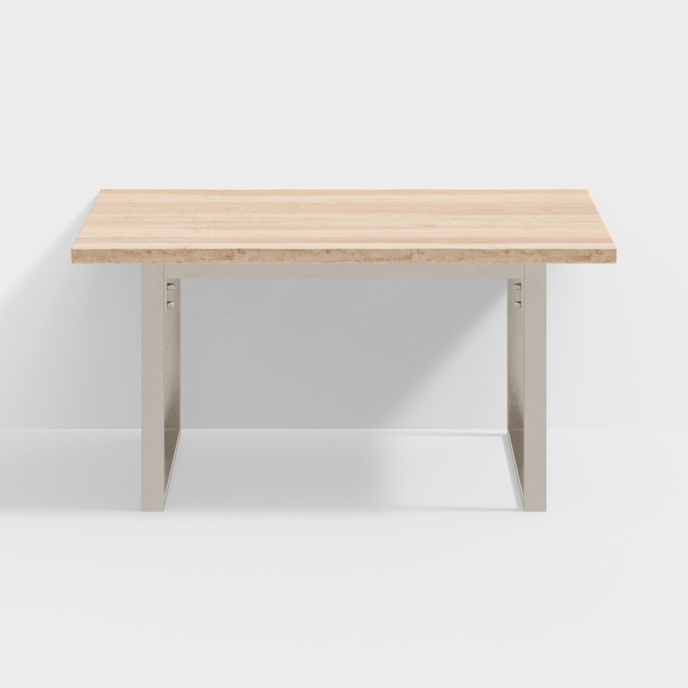 Rustikaler Esstisch mit Live-Rand, 1520 mm, für 6 Personen, Holztischplatte, Kufen
