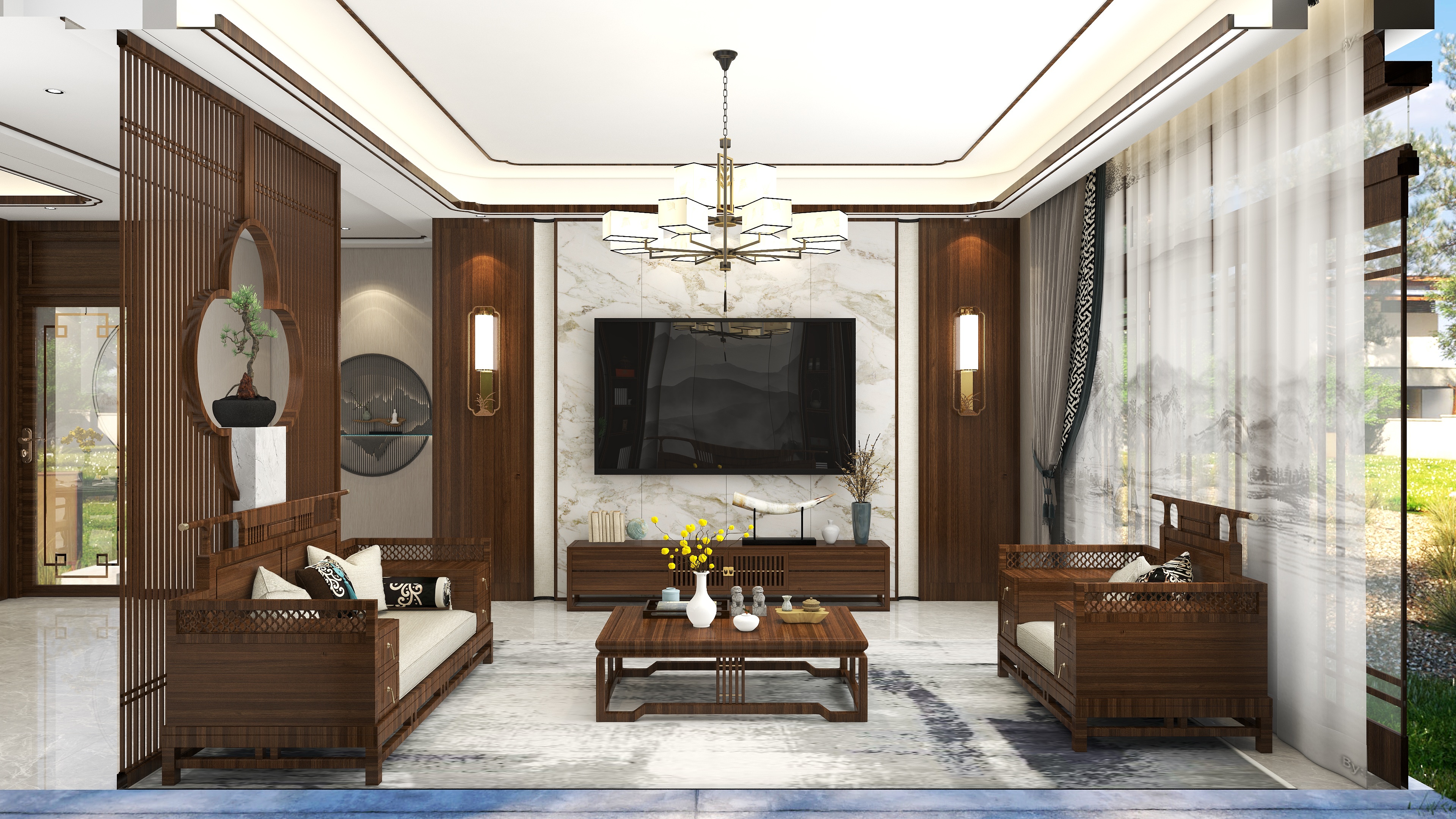 丁盼v-中式客餐厅-装修设计方案