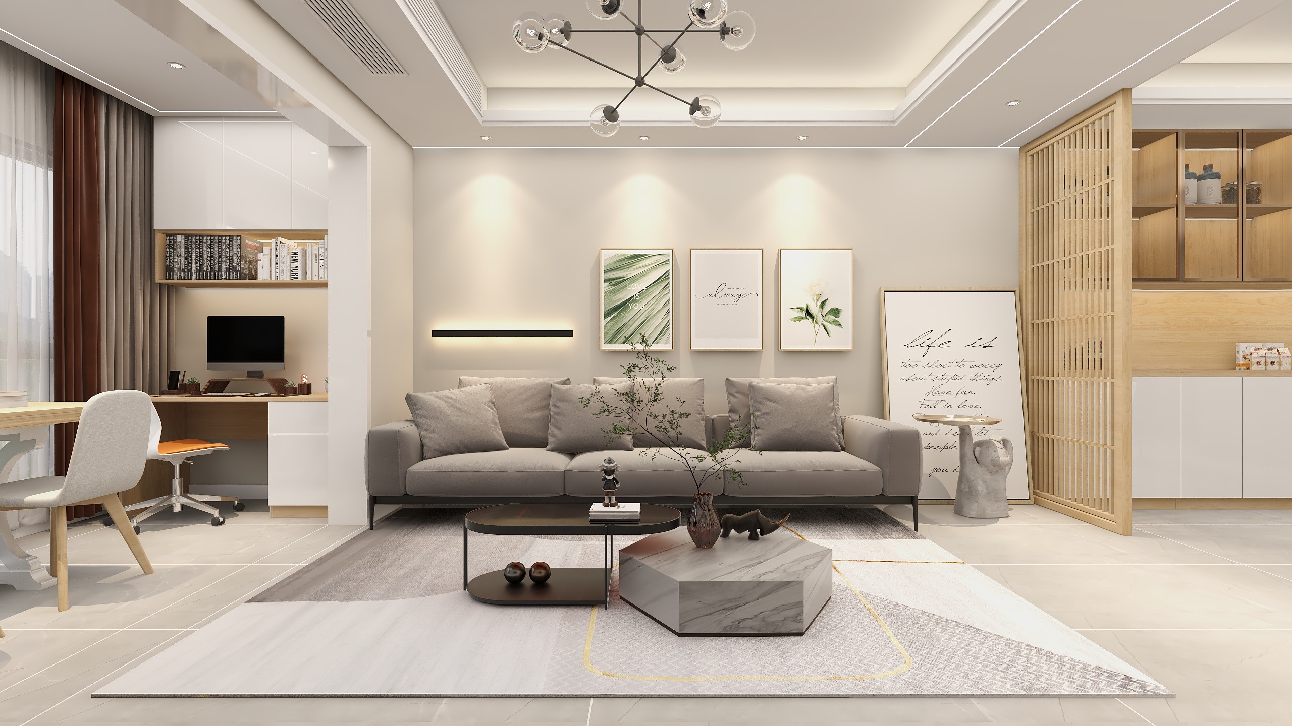 成爽-四川岳池御水湾（112平方现代简约三居室）装修效果图