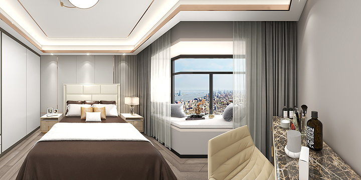 设计师梁晨-建业壹号城邦A6三室两厅两卫约128.27平方米-装修设计方案