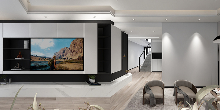 艺尚装饰小肖-书香曼城一层大客厅过道平顶2-装修设计方案