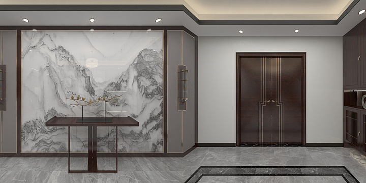 效果圖設計-别墅挑空——新中式-装修设计方案