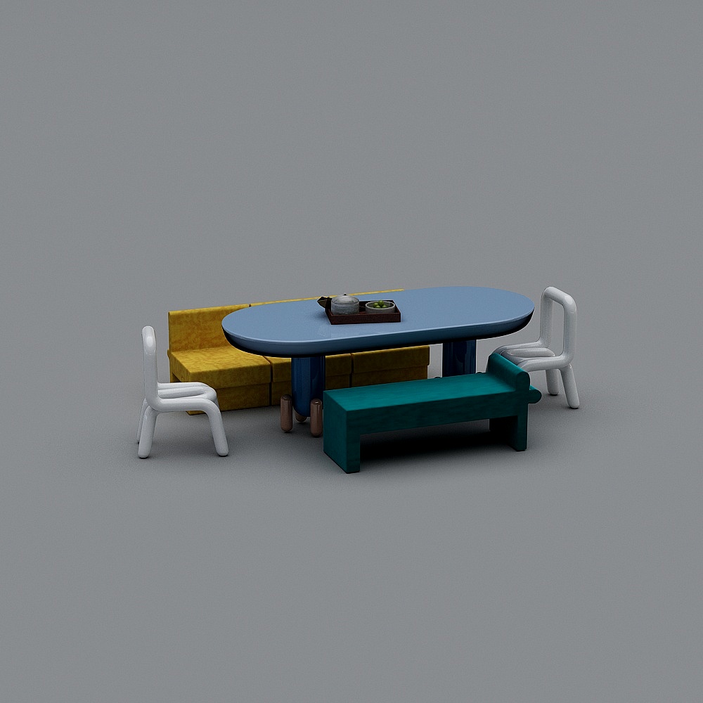 现代售楼处儿童娱乐区5-桌椅组合3D模型