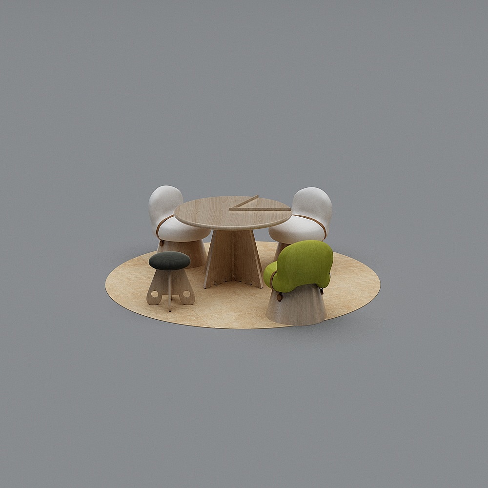 上海大朴设计 大华锦绣和樾售楼处 儿童娱乐区-桌椅组合3D模型