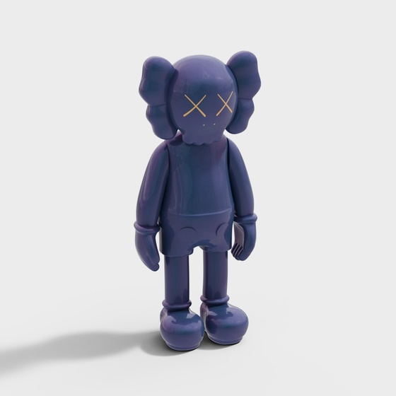 Kaws Modern Doll Sculpture Ornament 3D Model in Blue