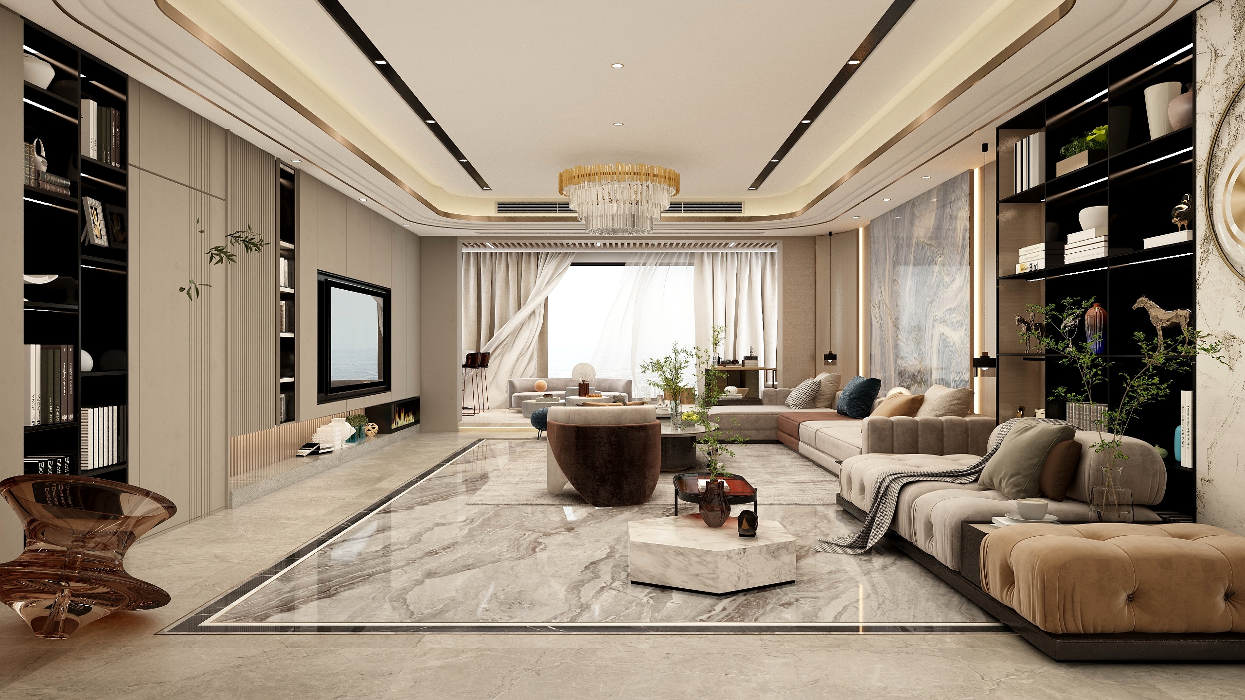 张煜强煜境设计-《又尚雅》一318平米现代轻奢四房大平层装修效果图