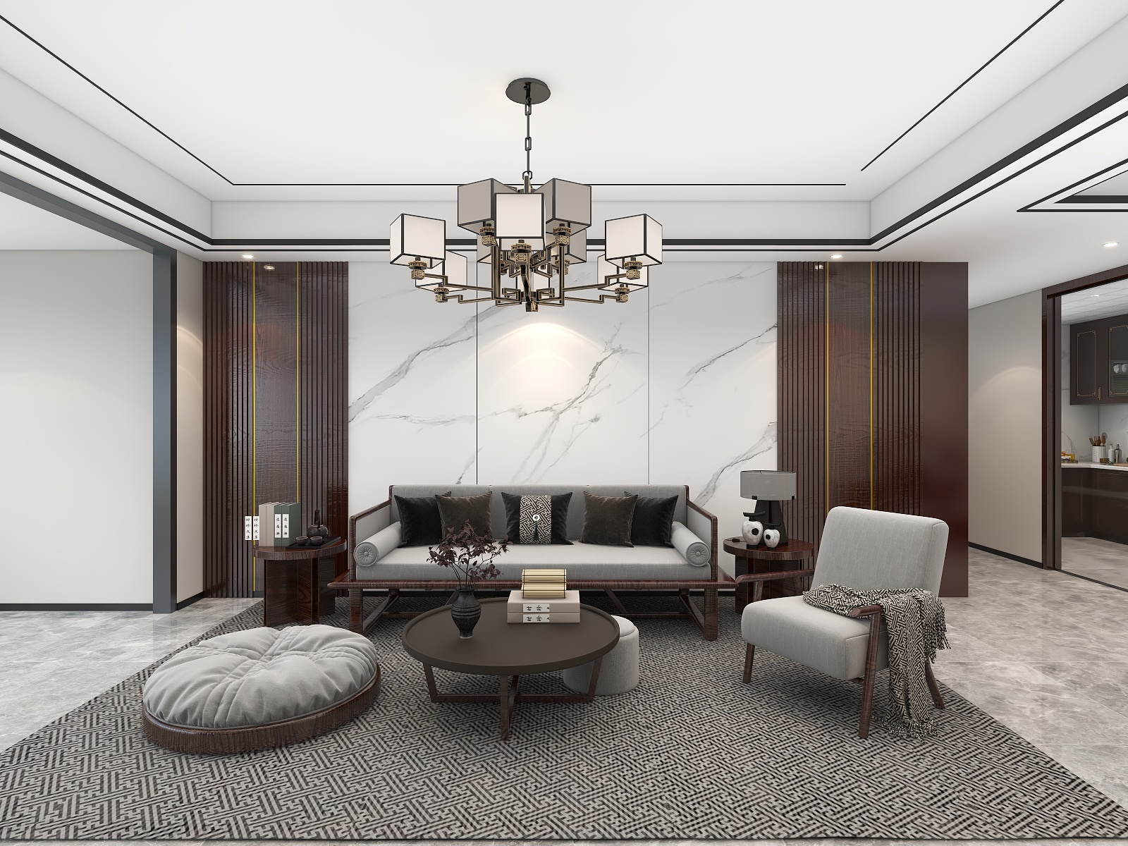 李青越-待投稿141平方新中式三居室装修效果图