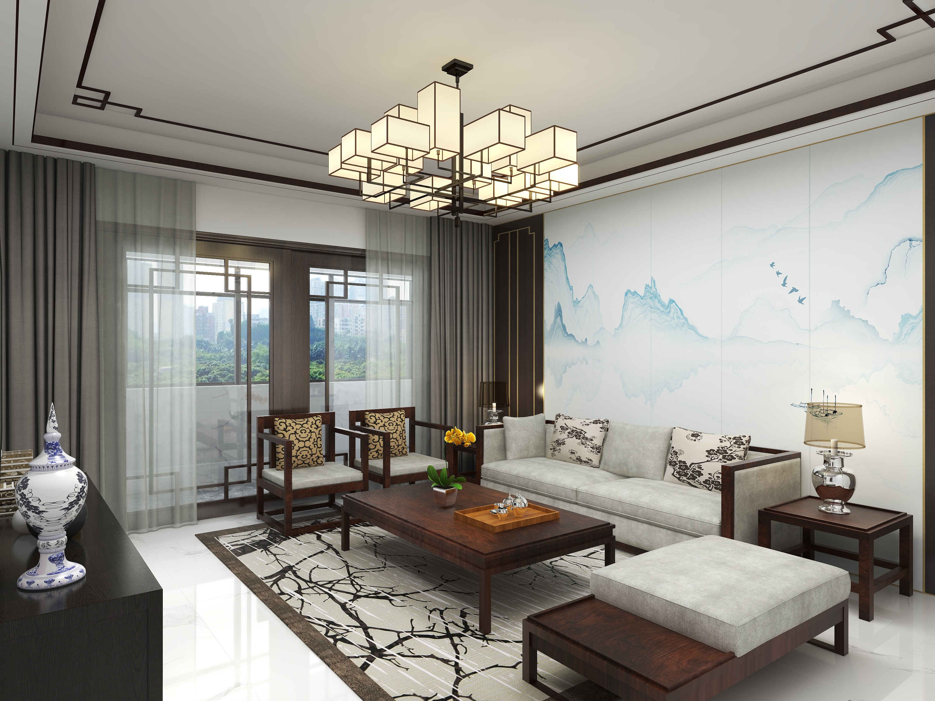 宅康美蓝wnfq-新中式装修效果图