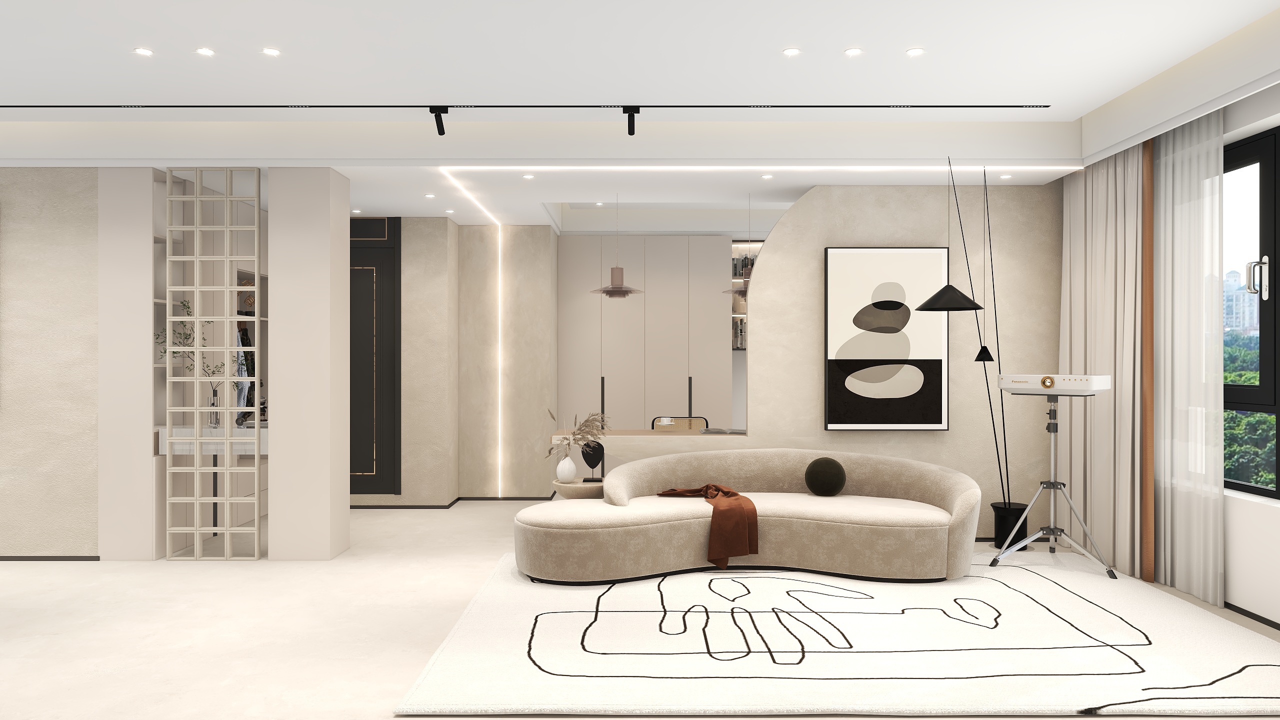 李青越-140平方现代奶油风三居室装修效果图