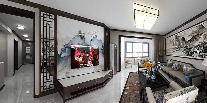 张家口垣和盛装饰工程有限公司-远洋尚东万和阿勇设计126新中式-装修设计方案