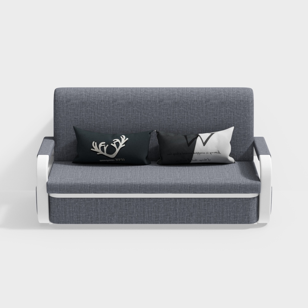Deep Grey Sleeper Sofa Bed Loveseat Cotton & Linen Upholstered with Solid Wood Frame